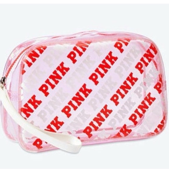PINK Victoria's Secret Handbags - ‼️NWT‼️Victorias Secret PINK Pink Logo Clear Cosmetic Bag